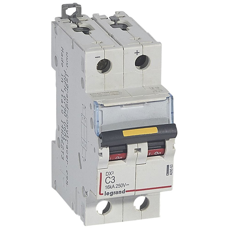 Legrand 409563 - Disjoncteur DX³ 16kA - vis/vis - courant continu - 3A - courbe C - 2 modules
