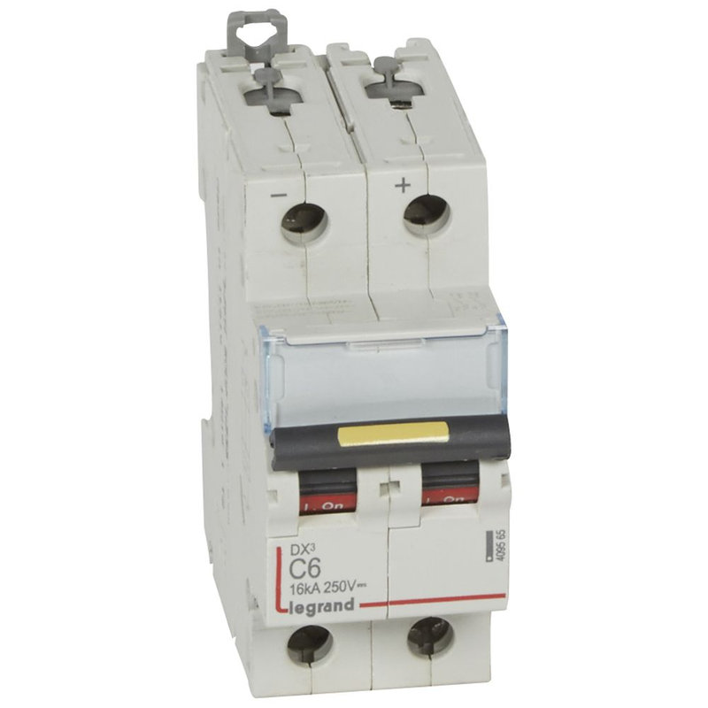 Legrand 409565 - Disjoncteur DX³ 16kA - vis/vis - courant continu - 6A - courbe C - 2 modules
