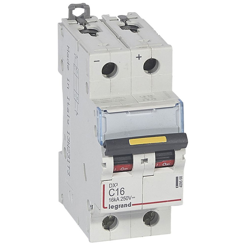 Legrand 409568 - Disjoncteur DX³ 16kA - vis/vis - courant continu - 16A - courbe C - 2 modules