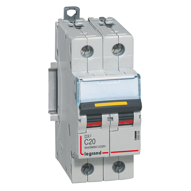 Legrand 409569 - Disjoncteur DX³ 16kA - vis/vis - courant continu - 20A - courbe C - 2 modules