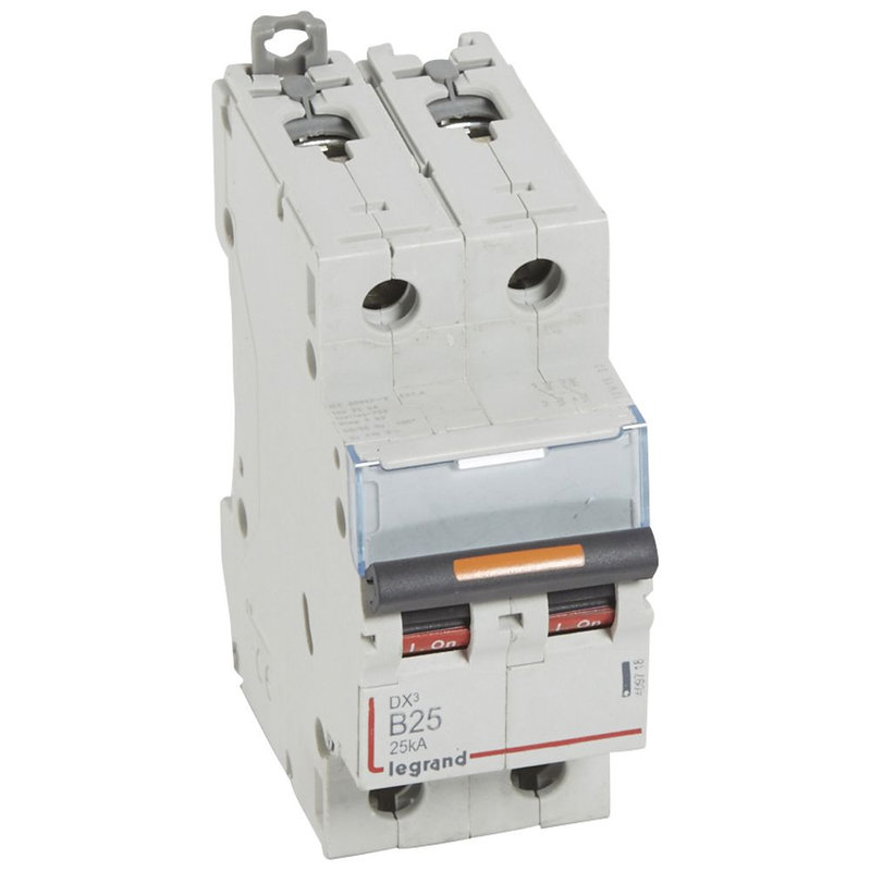 Legrand 409718 - Disjoncteur DX³ 25kA arrivée haute/départ bas vis 2P 25A courbe B - 2 mod