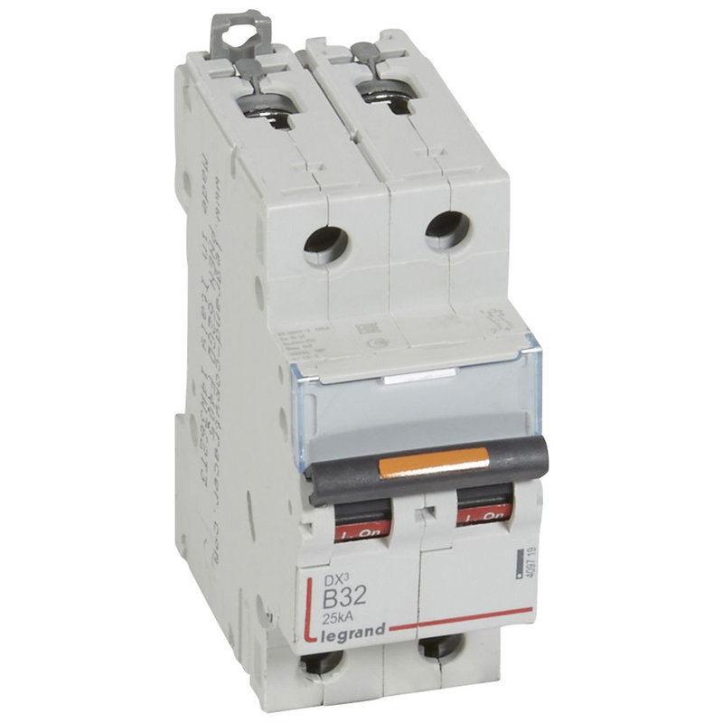 Legrand 409719 - Disjoncteur DX³ 25kA arrivée haute/départ bas vis 2P 32A courbe B - 2 mod