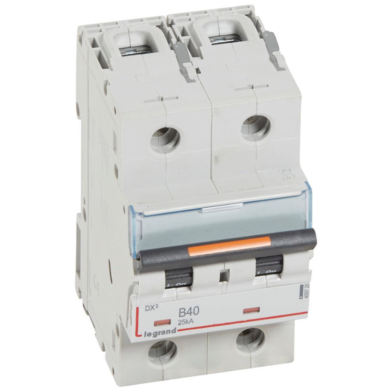 Legrand 409720 - Disjoncteur DX³ 25kA arrivée haute/départ bas vis 2P 40A courbe B - 2 mod