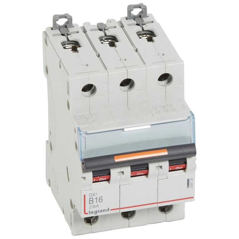Legrand 409729 - Disj. DX³ 25kA arrivée haute, départ bas à vis 3P 400V~ - 16A courbe B 3 modules