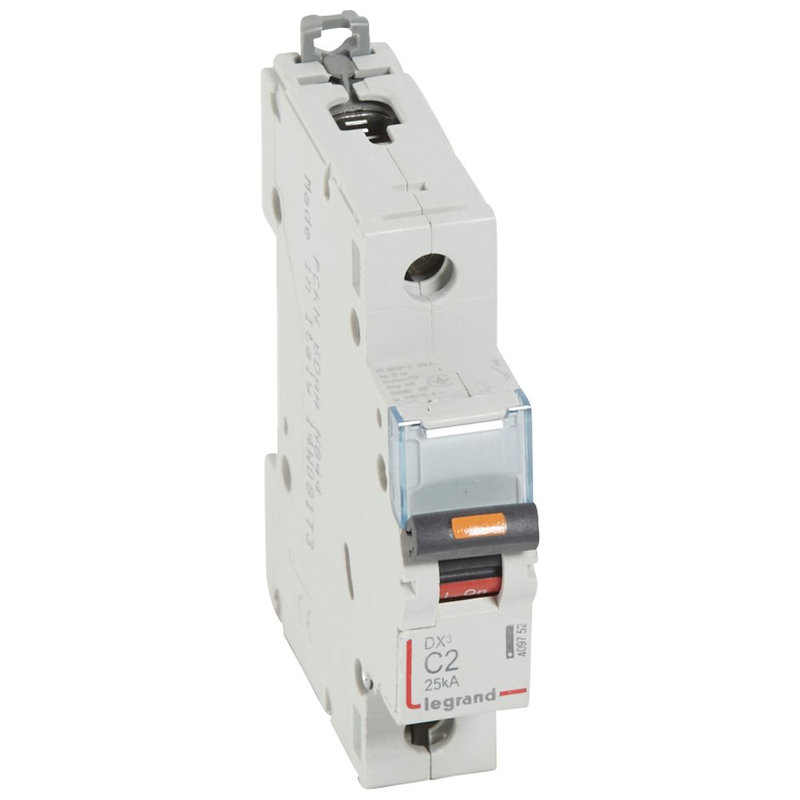 Legrand 409752 - Disjoncteur DX³ 25kA arrivée haute/départ bas vis 1P 2A -courbe C - 1 mod