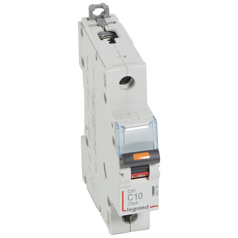 Legrand 409754 - Disjoncteur DX³ 25kA arrivée haute/départ bas vis 1P 10A -courbe C - 1 mod