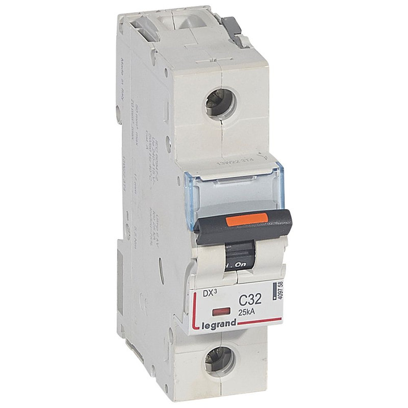 Legrand 409758 - Disjoncteur DX³ 25kA arrivée haute/départ bas vis 1P 32A -courbe C - 1 mod