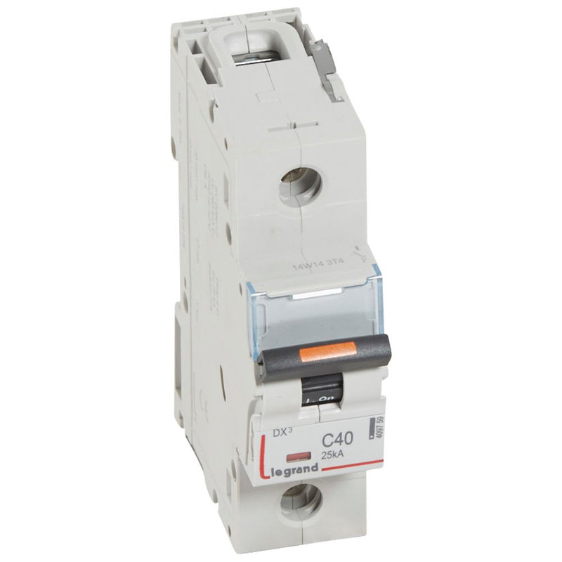Legrand 409759 - Disjoncteur DX³ 25kA arrivée haute/départ bas vis 1P 40A -courbe C - 1,5 mod