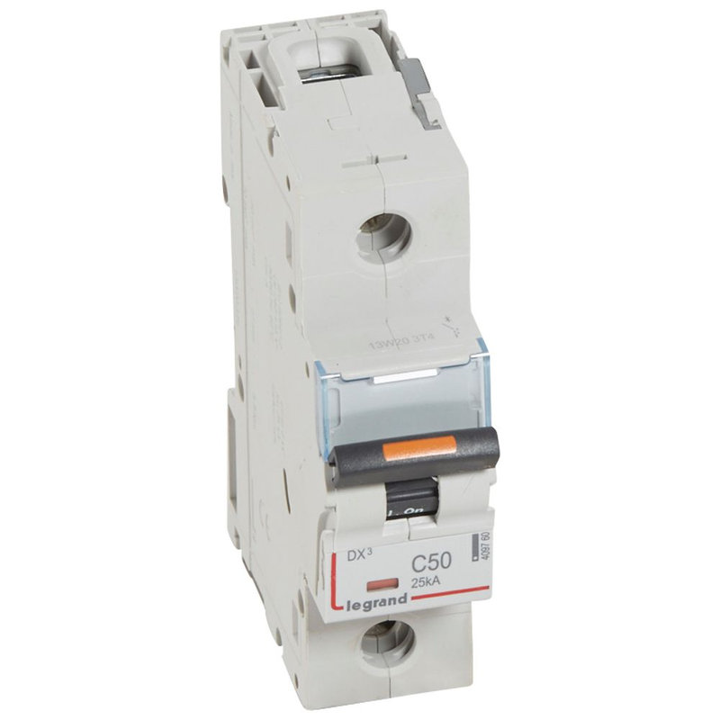 Legrand 409760 - Disjoncteur DX³ 25kA arrivée haute/départ bas vis 1P 50A -courbe C - 1,5 mod