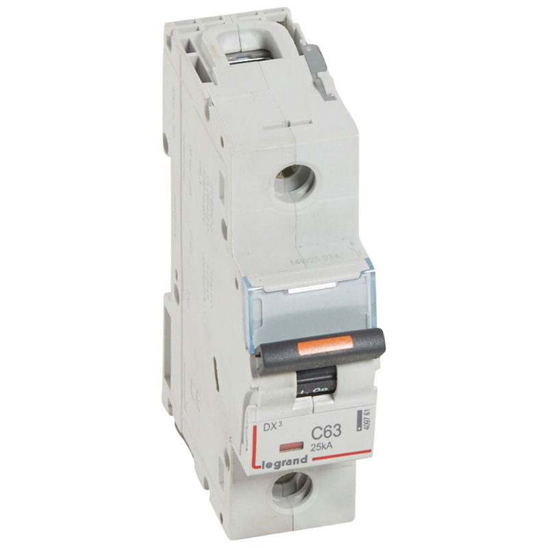 Legrand 409761 - Disjoncteur DX³ 25kA arrivée haute/départ bas vis 1P 63A -courbe C - 1,5 mod