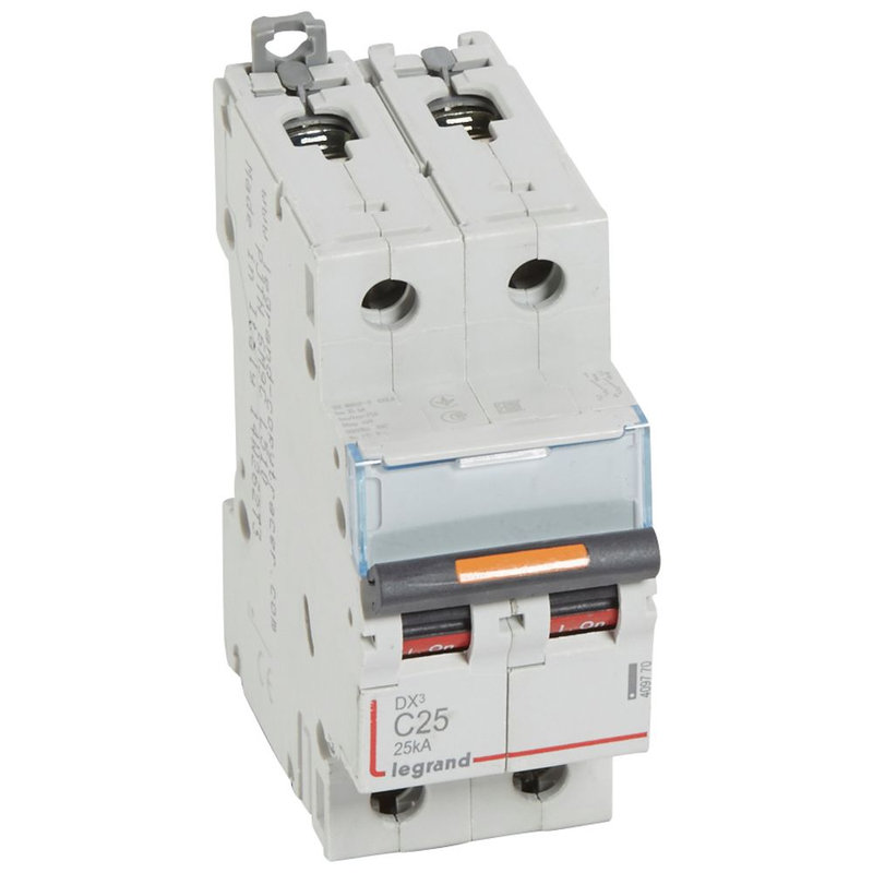 Legrand 409770 - Disjoncteur DX³ 25kA arrivée haute/départ bas vis 2P 25A -courbe C - 2 mod