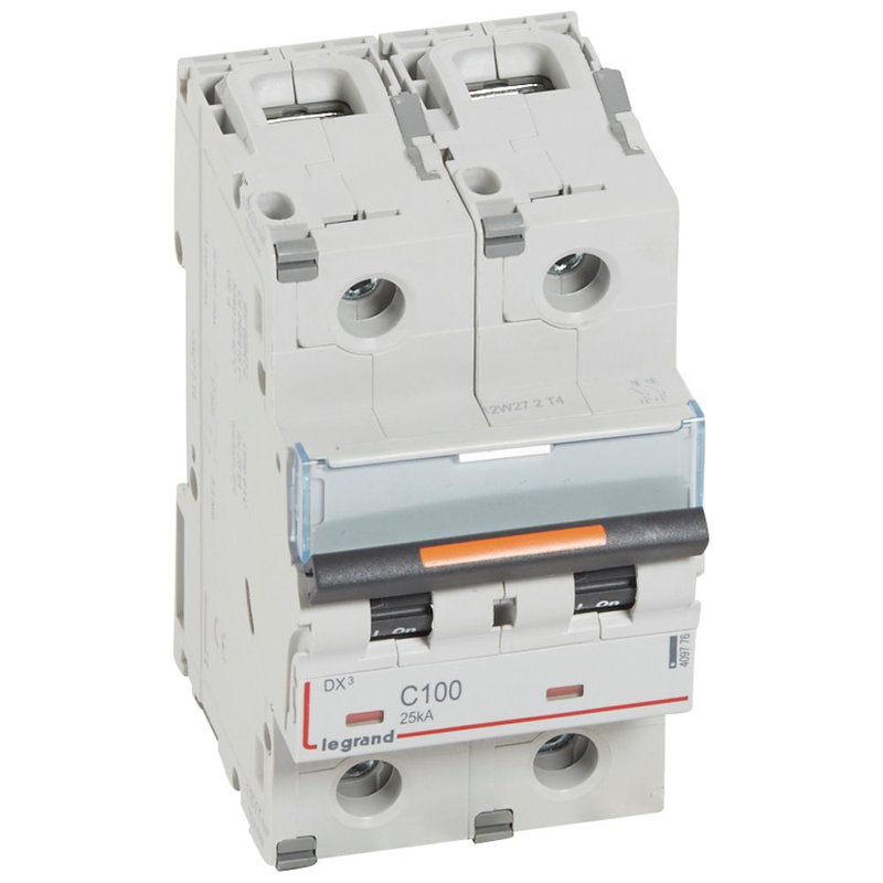 Legrand 409776 - Disjoncteur DX³ 25kA arrivée haute/départ bas à vis 100A -courbe C -3 modules