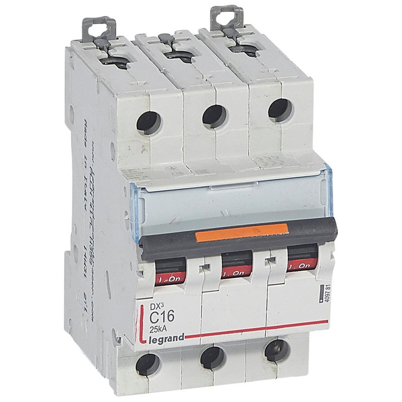 Legrand 409781 - Disj. DX³ 25kA arrivée haute, départ bas à vis 3P 400V~ - 16A courbe C 3 modules