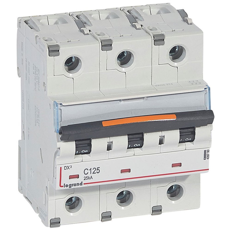Legrand 409790 - disjoncteur DX³ 25kA arrivée haute/départ bas à vis 125A - courbe C 4,5 modules