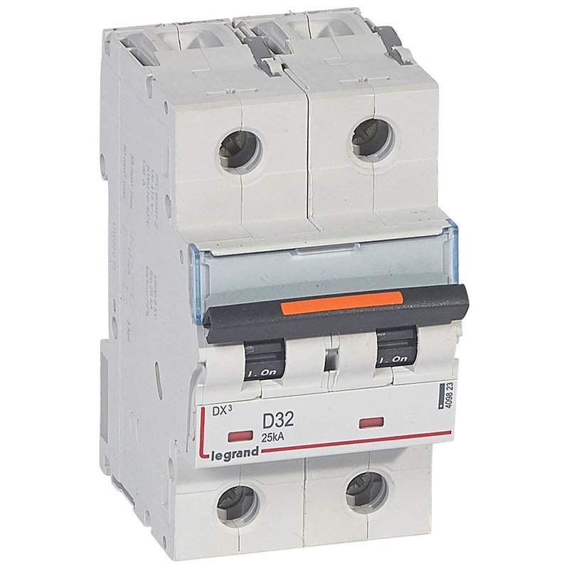 Legrand 409823 - Disjoncteur DX³ 25kA arrivée haute/départ bas vis 2P 32A -courbe D - 3 mod