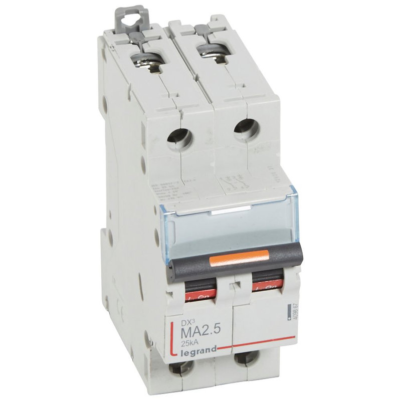 Legrand 409867 - Disjoncteur magnétique seul DX³ MA - vis/vis - 2P - 230/400V~ - 2,5 A - 25kA