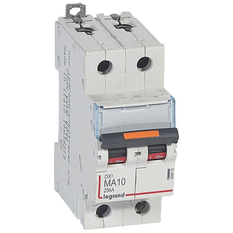 Legrand 409870 - Disjoncteur magnétique seul DX³ MA - vis/vis - 2P - 230/400V~ - 10A - 25kA