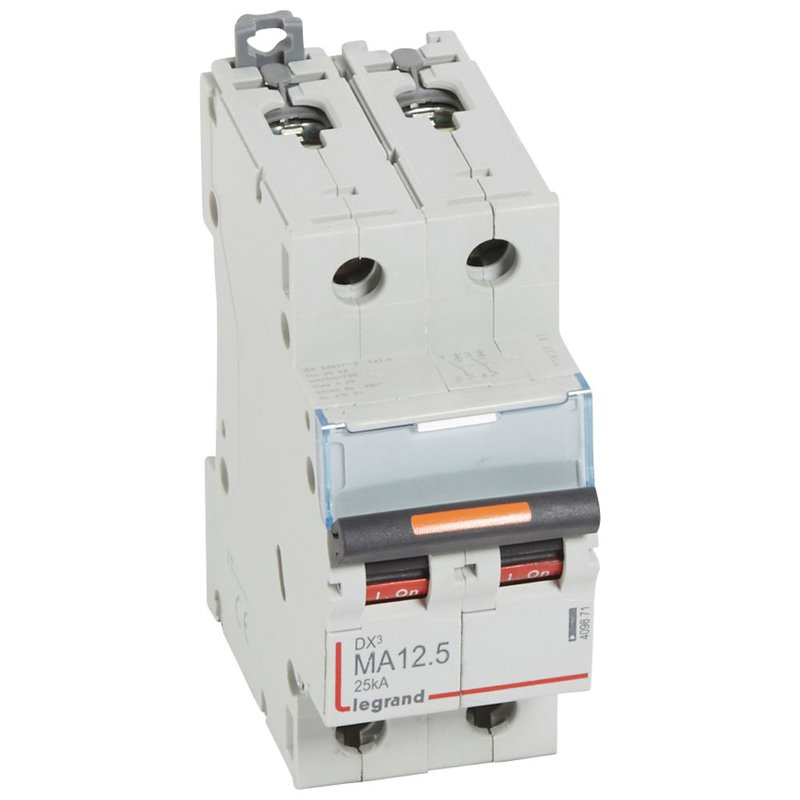 Legrand 409871 - Disjoncteur magnétique seul DX³ MA - vis/vis - 2P - 230/400V~ -12,5 A -25kA