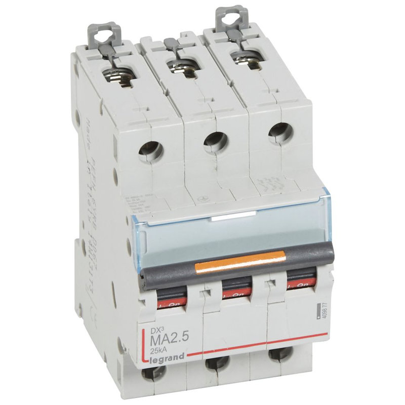 Legrand 409877 - Disjoncteur magnétique seul DX³ MA - vis/vis - 3P - 400V~ - 2,5A - 25kA - 3 mod