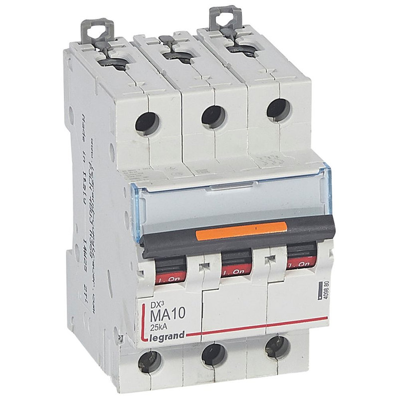 Legrand 409880 - Disj. magnétique seul DX³ MA 25kA arrivée haute/départ bas à vis 10A -3 modules