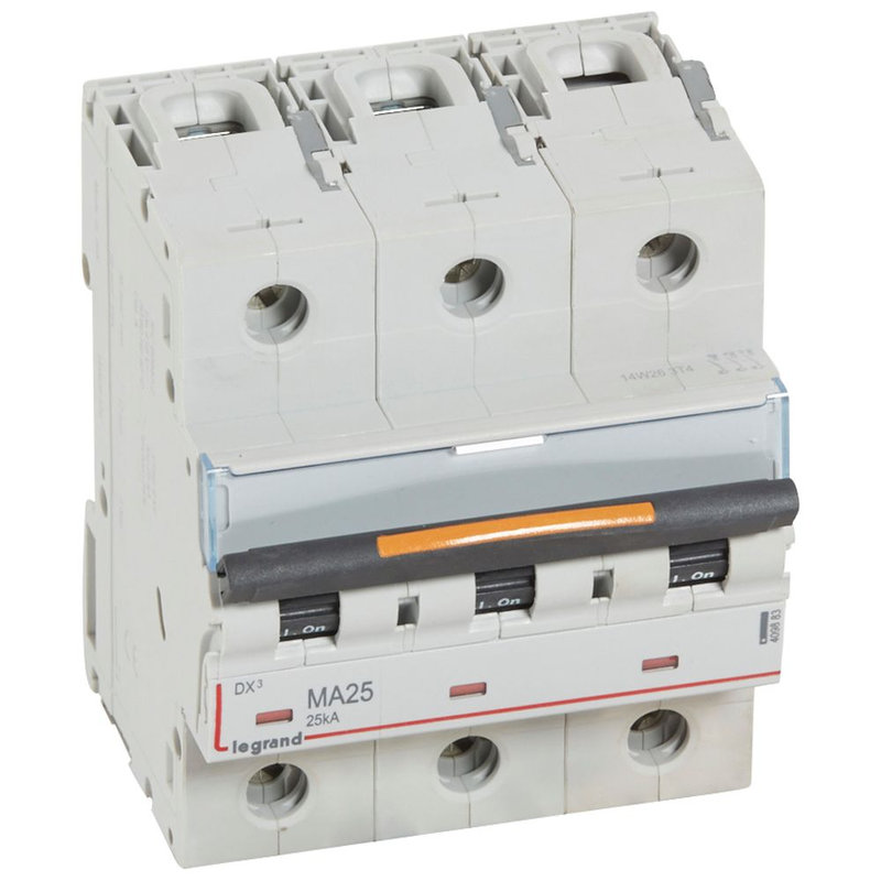 Legrand 409883 - Disj. magnétique seul DX³ MA 25kA arrivée haute/départ bas à vis 25A 4,5 modules