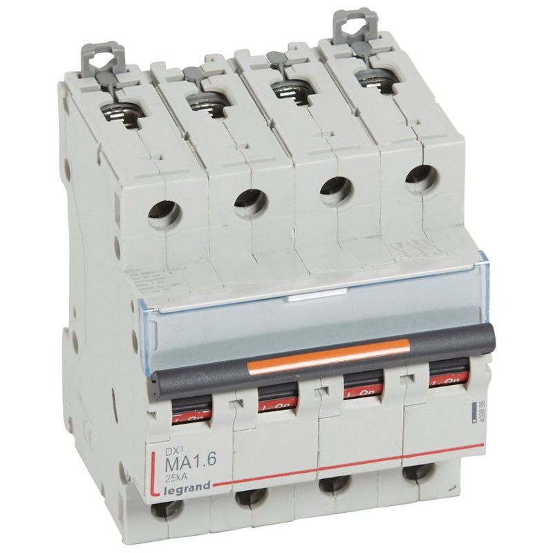 Legrand 409886 - Disjoncteur magnétique seul DX³ MA - vis/vis - 4P - 400V~ - 1,6A - 25kA - 4 mod