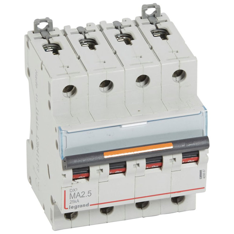 Legrand 409887 - Disjoncteur magnétique seul DX³ MA - vis/vis - 4P - 400V~ - 2,5A - 25kA - 4 mod