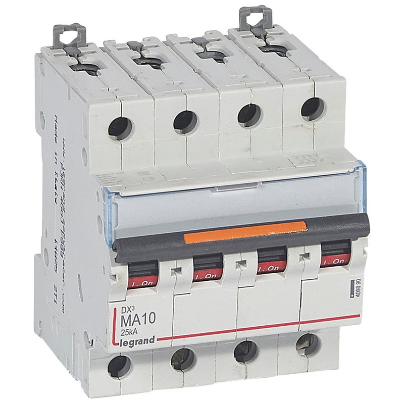 Legrand 409890 - Disj. magnétique seul DX³ MA 25kA arrivée haute/départ bas à vis 10A -4 modules