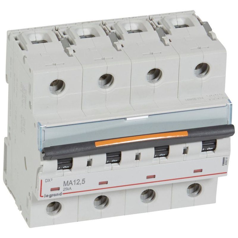 Legrand 409891 - Disj. magnétique seul DX³ MA 25kA arrivée haute/départ bas à vis 12,5A 6 modules