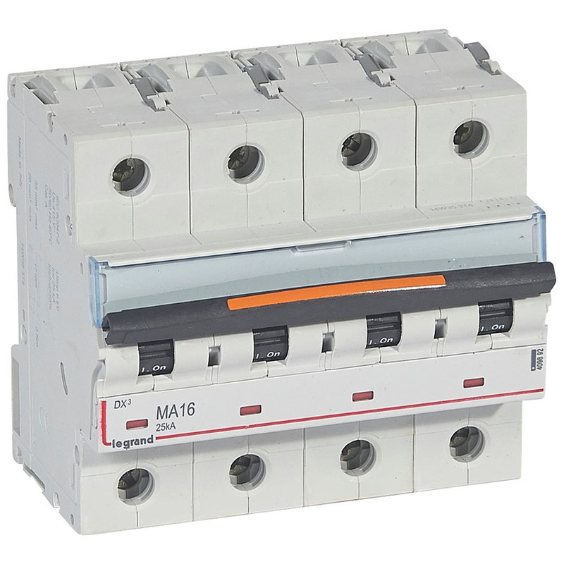 Legrand 409892 - Disj. magnétique seul DX³ MA 25kA arrivée haute/départ bas à vis 16A -6 modules