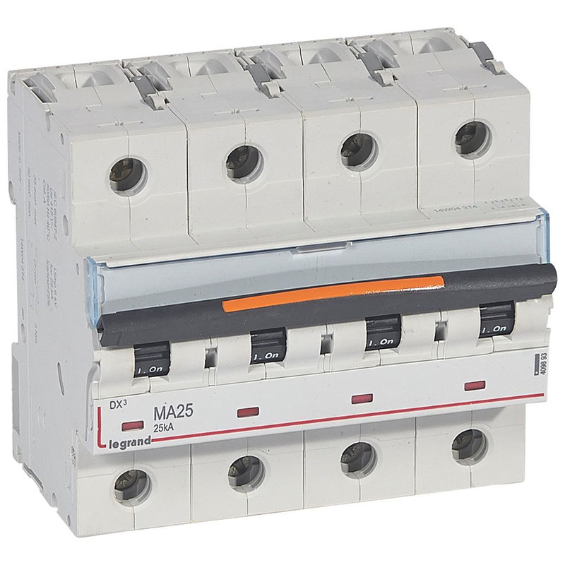 Legrand 409893 - Disj. magnétique seul DX³ MA 25kA arrivée haute/départ bas à vis 25A -6 modules