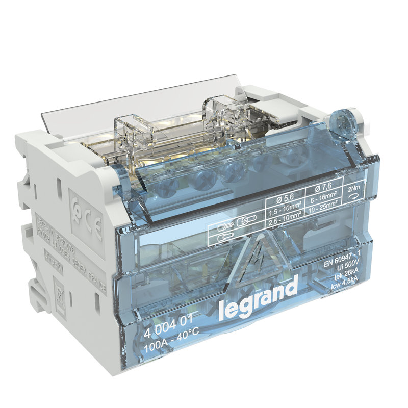 Legrand 400401 - Répartiteur modulaire 2P 100A - 4 modules
