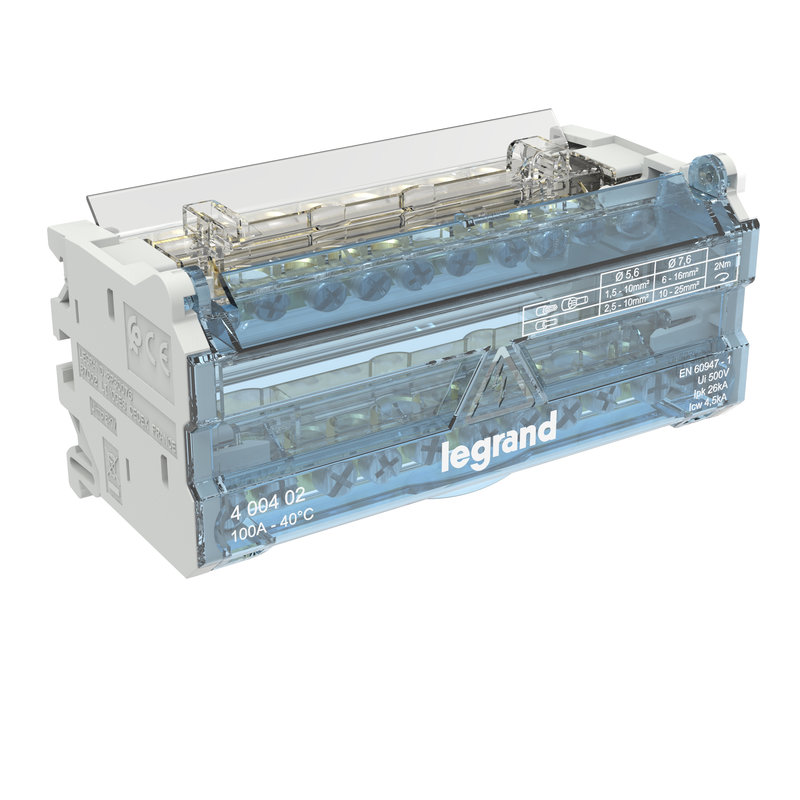 Legrand 400402 - Répartiteur modulaire 2P 100A - 6 modules