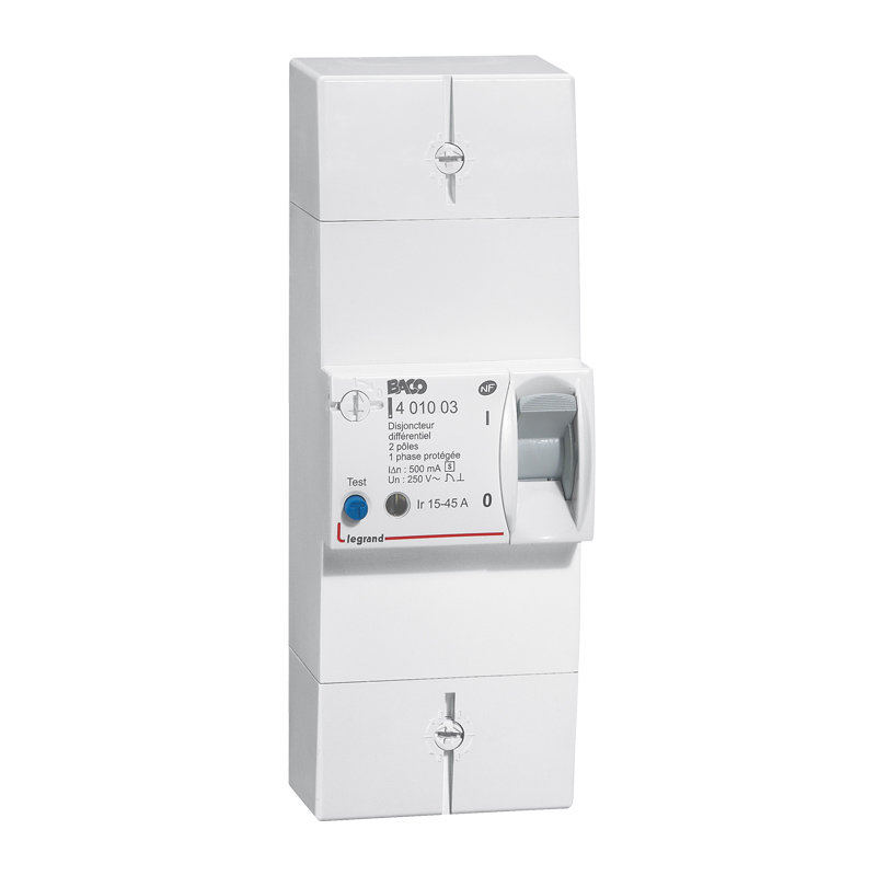 Legrand 401003 - Disjoncteur de branchement Enedis bipolaire différentiel 500mA sélectif - 45A
