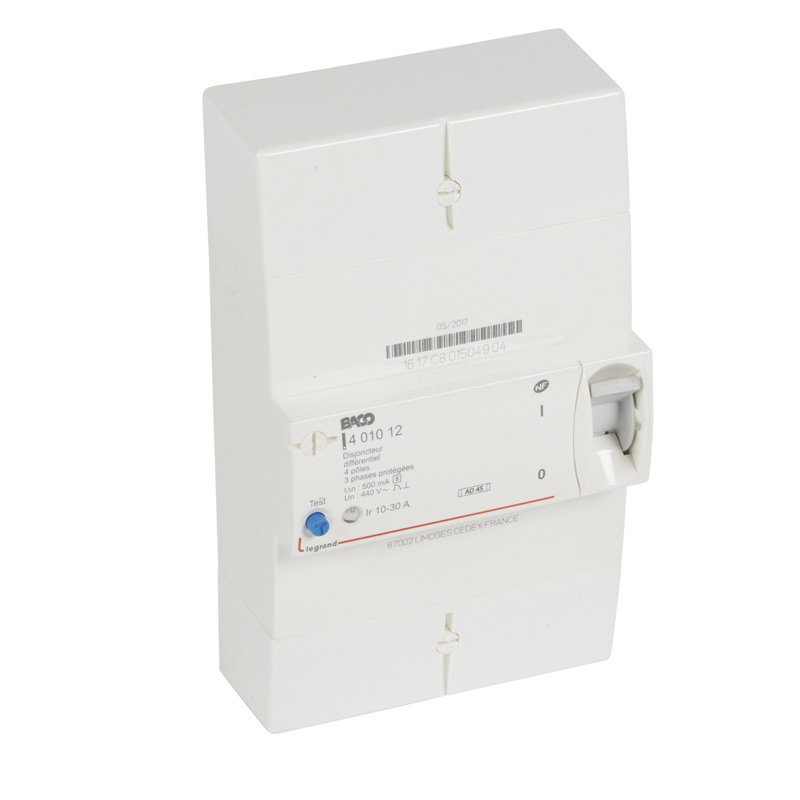 Legrand 401012 - Disjoncteur de branchement Enedis tétrapolaire différentiel 500mA sélectif - 30A