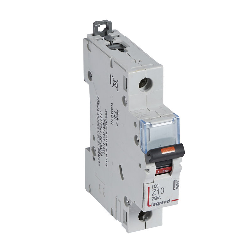 Legrand 409901 - Disjoncteur DX³ 25kA arrivée haute/départ bas à vis 10A - courbe Z - 1 module