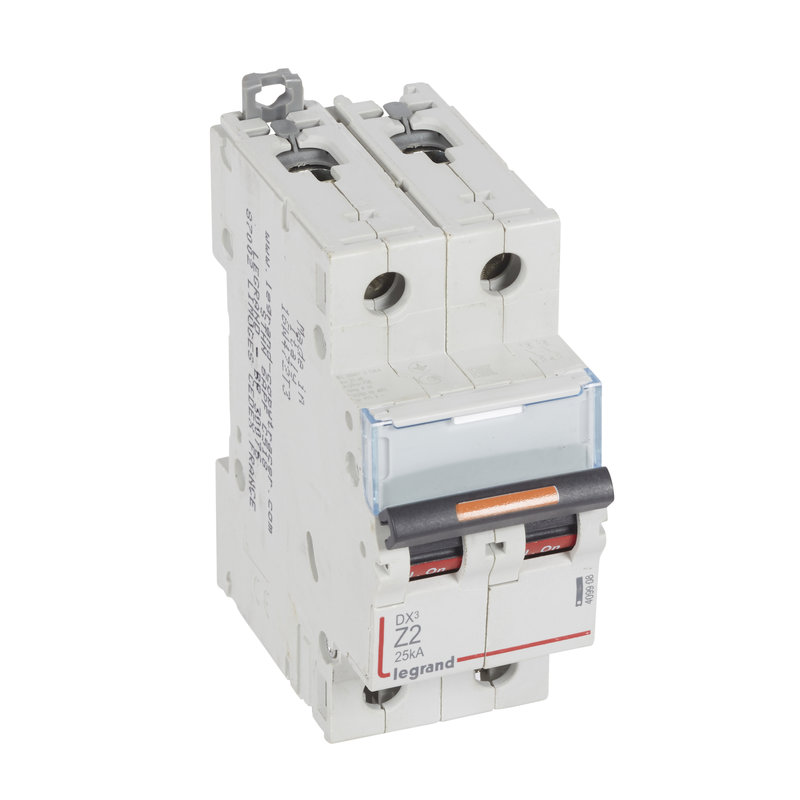 Legrand 409908 - Disjoncteur DX³ 25kA arrivée haute/départ bas vis 2P 2A - courbe Z - 2 mod