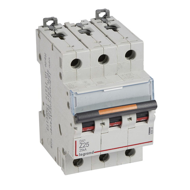 Legrand 409926 - Disjoncteur DX³ 25kA arrivée haute/départ bas vis 3P 25A - courbe Z - 3 mod