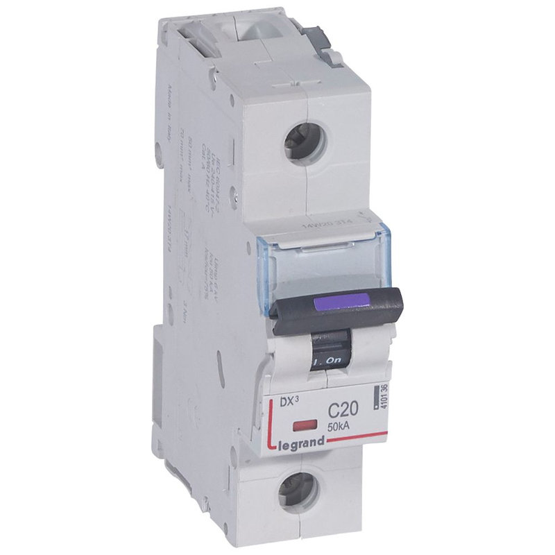 Legrand 410036 - Disjoncteur DX³ 36kA arrivée haute/départ bas vis 4P 25A - courbe C - 6 mod