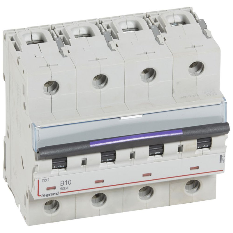 Legrand 410121 - Disj. DX³ 50kA arrivée haute, départ bas à vis 4P 400V~ - 10A courbe B 6 modules