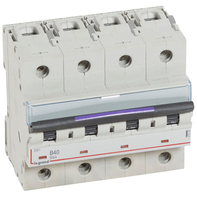 Legrand 410126 - Disj. DX³ 50kA arrivée haute, départ bas à vis 4P 400V~ - 40A courbe B 6 modules