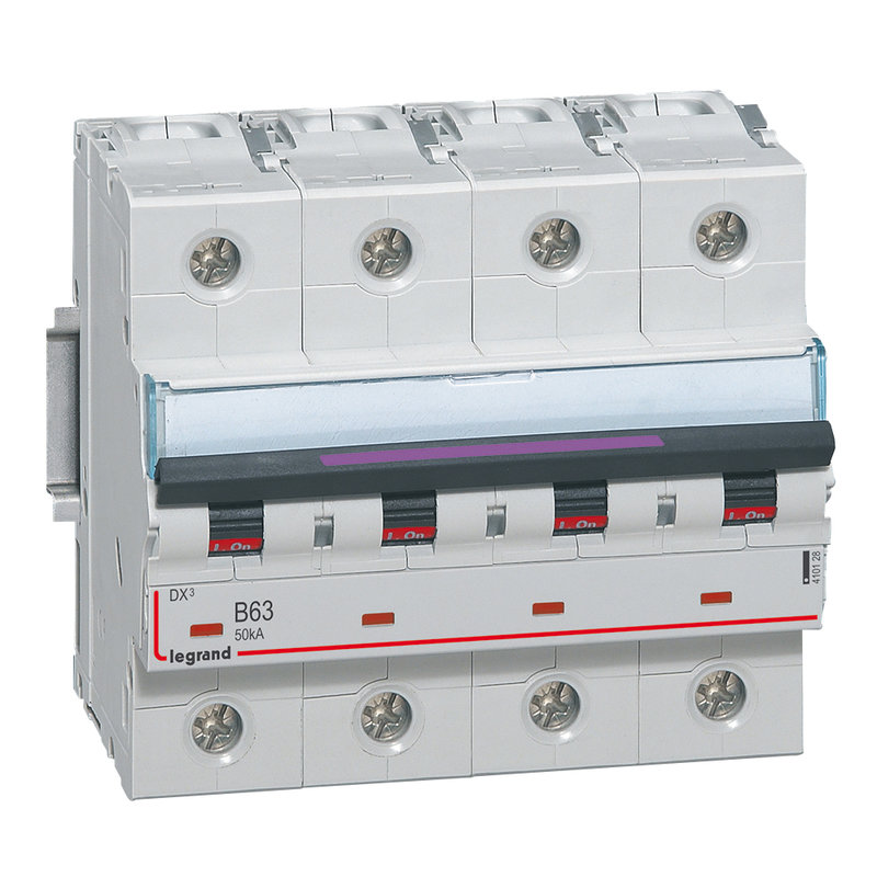 Legrand 410128 - Disj. DX³ 50kA arrivée haute, départ bas à vis 4P 400V~ - 63A courbe B 6 modules
