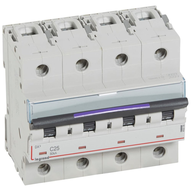 Legrand 410176 - Disj. DX³ 50kA arrivée haute, départ bas à vis 4P 400V~ - 25A courbe C 6 modules