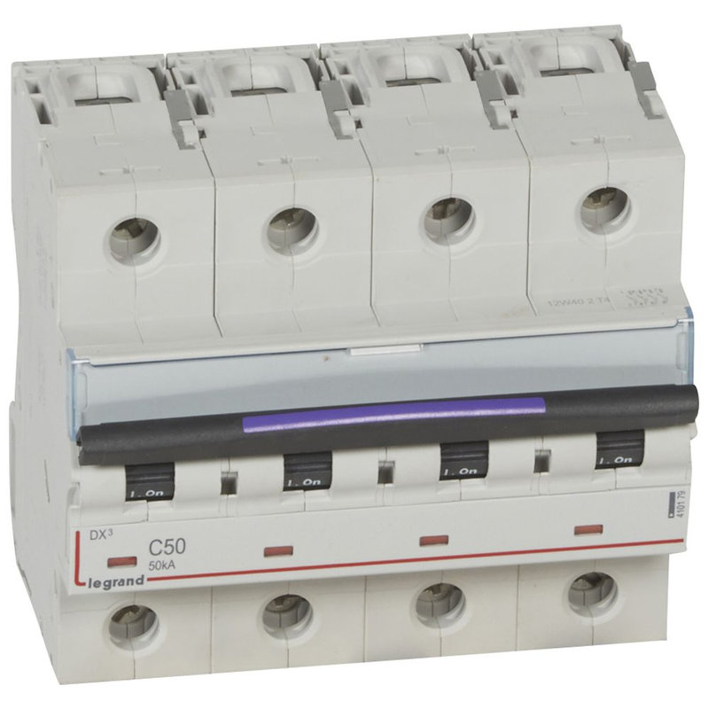 Legrand 410179 - Disj. DX³ 50kA arrivée haute, départ bas à vis 4P 400V~ - 50A courbe C 6 modules