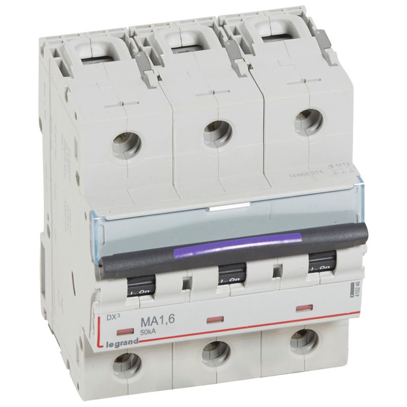 Legrand 410246 - Disjoncteur magnétique seul DX³-M - vis/vis - 3P - 400V~ - 1,6A - 50KA - 4,5 mod
