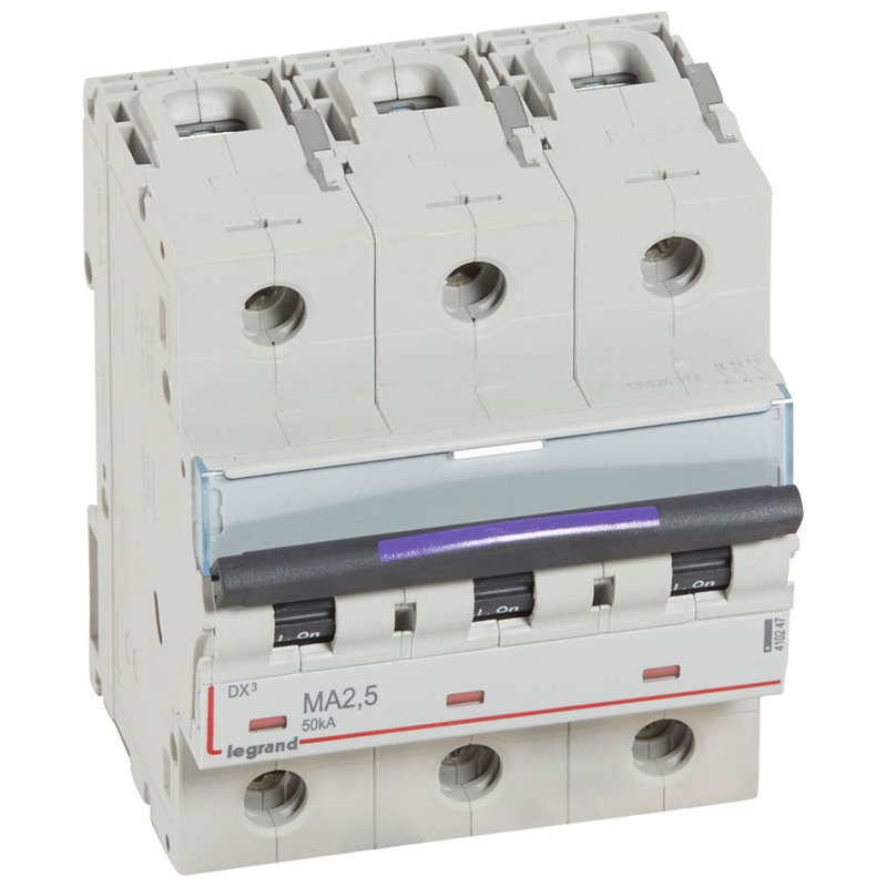 Legrand 410247 - Disjoncteur magnétique seul DX³-M - vis/vis - 3P - 400V~ - 2,5A - 50KA - 4,5 mod