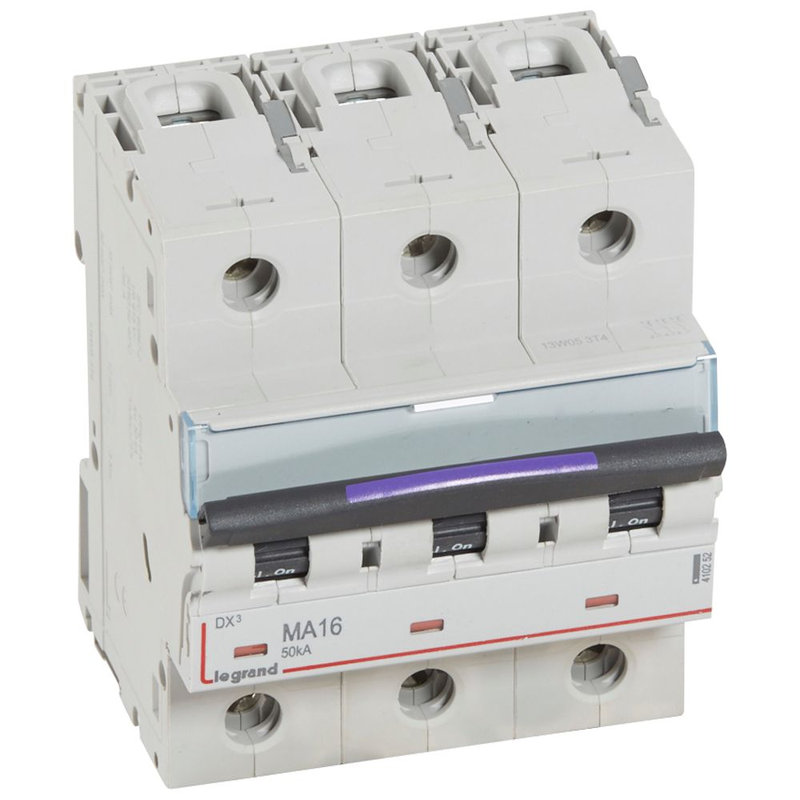 Legrand 410252 - Disjoncteur magnétique seul DX³-M - vis/vis - 3P - 400V~ - 16A - 50KA - 4,5 mod