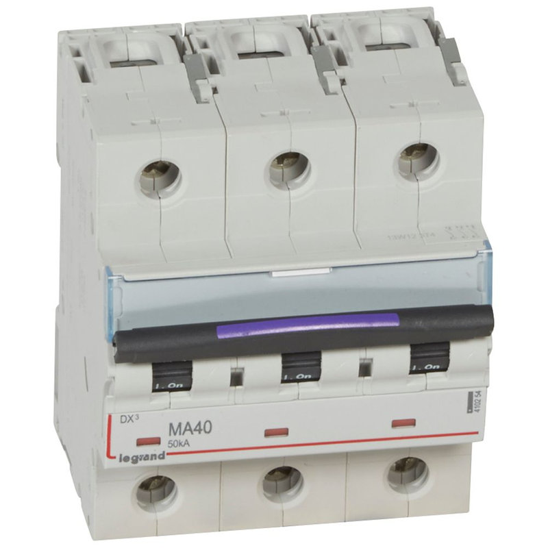 Legrand 410254 - Disjoncteur magnétique seul DX³-M - vis/vis - 3P - 400V~ - 40A - 50KA - 4,5 mod