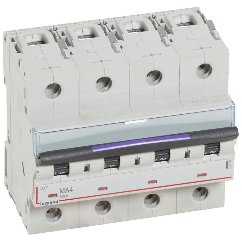 Legrand 410258 - Disjoncteur magnétique seul DX³-M - vis/vis - 4P - 400V~ - 4A - 50KA - 6 mod