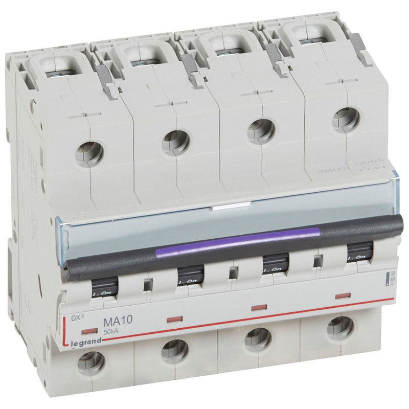 Legrand 410260 - Disjoncteur magnétique seul DX³-M - vis/vis - 4P - 400V~ - 10A - 50KA - 6 mod